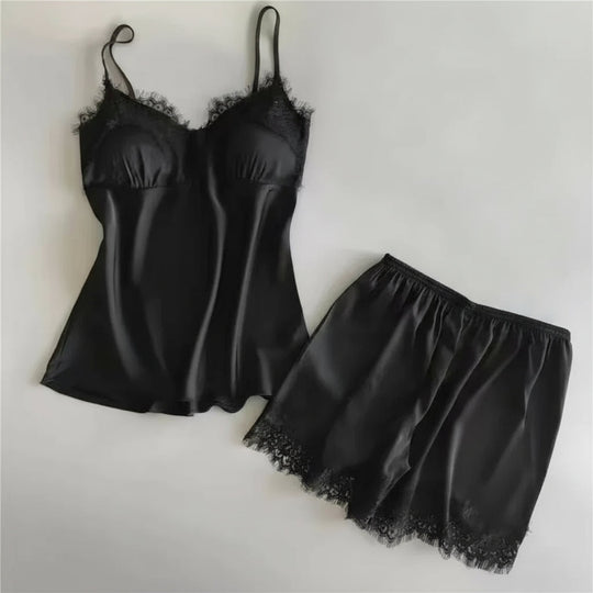 Pyjama Dos Nu en Dentelle - Satin - StudioSoie