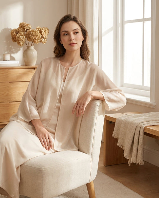 Veste Légère en Soie de Mûrier - Cardigan Anti-UV Manches Chauve-Souris Femme - StudioSoie