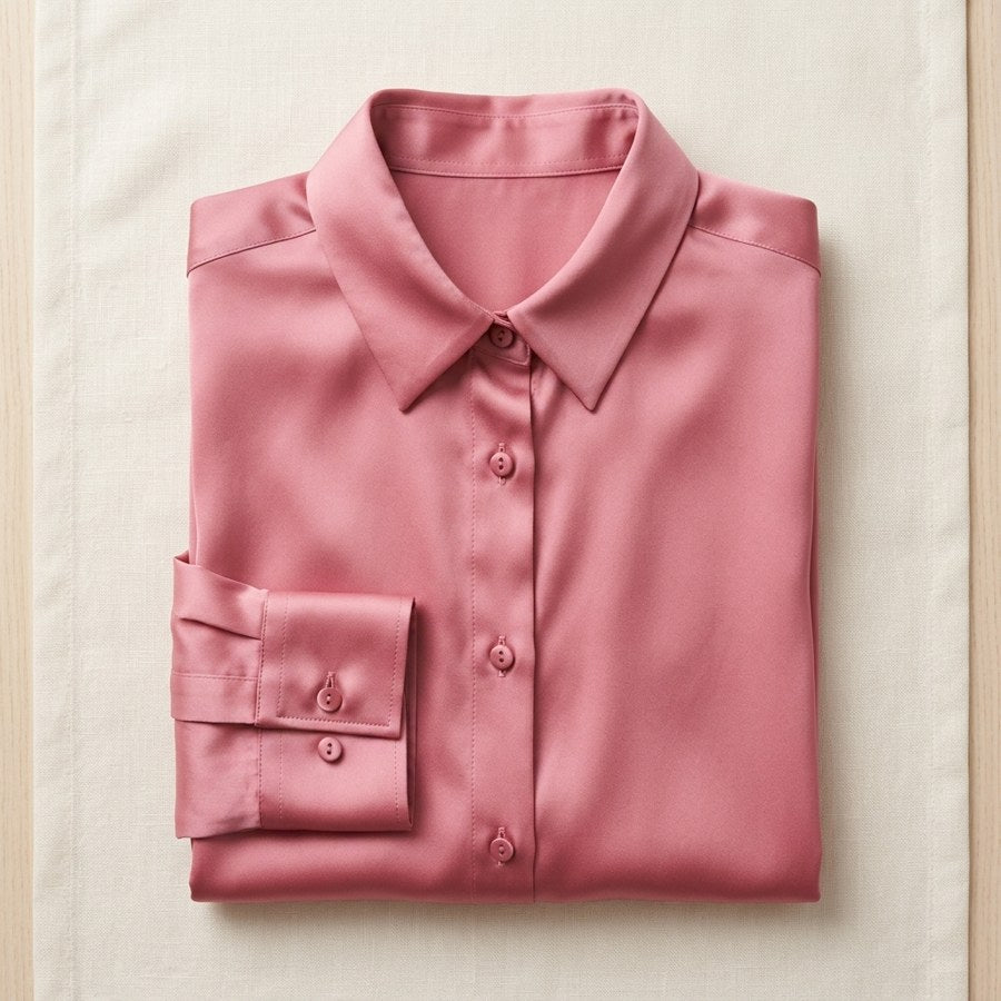 Chemisier en soie de mûrier 93% manches longues femme - coloris Rose | StudioSoie