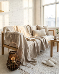 غطاء أريكة من الكتان 100% — أناقة طبيعية