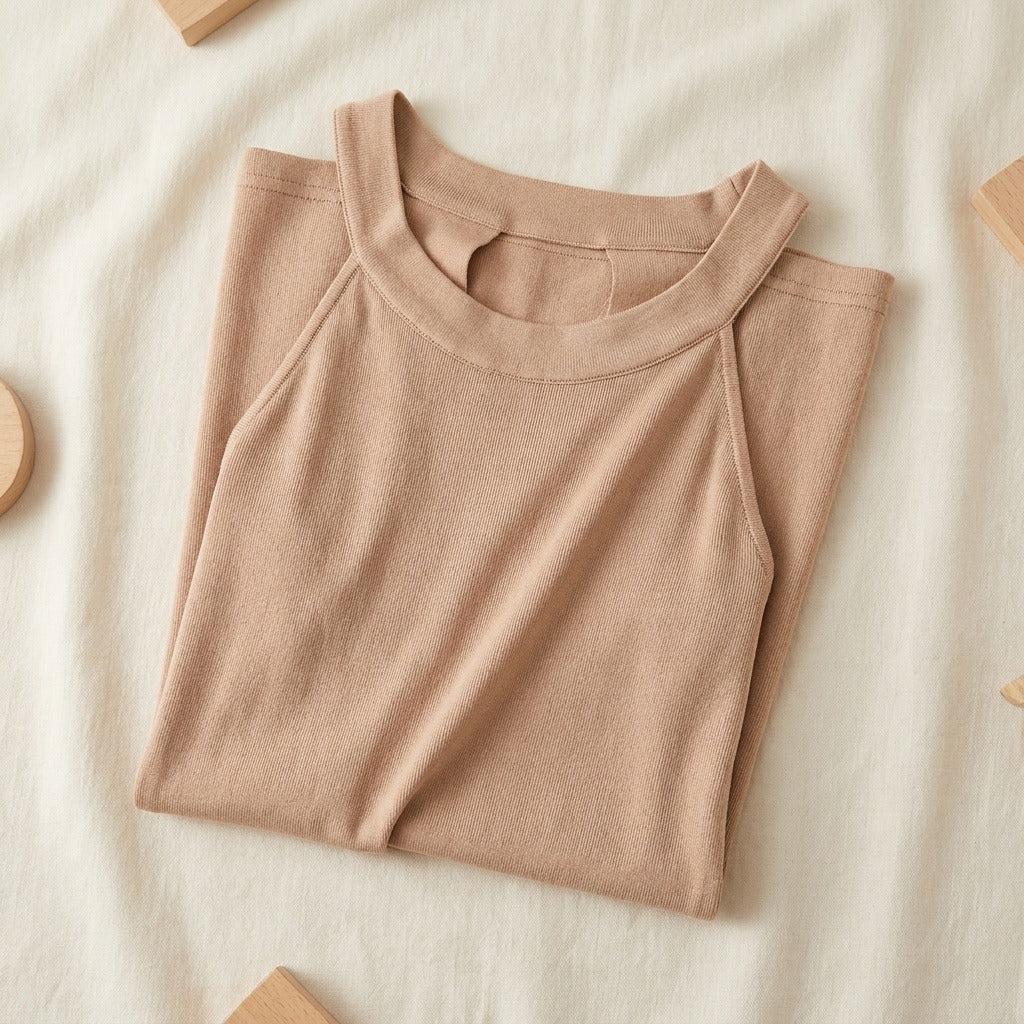 Robe Mi-Longue en Maille de Soie — Dos Nu Épaules Dénudées Femme - coloris nude | StudioSoie