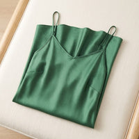 Robe longue unie en soie de mûrier - coloris Vert | StudioSoie