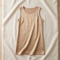 Mini Robe en Soie de Mûrier 100 % — Col Rond Unie 7 Coloris Femme - coloris beige | StudioSoie