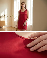 Mini Robe en Soie de Mûrier 100 % — Col Rond Unie 7 Coloris Femme — gros plan sur la matière | StudioSoie