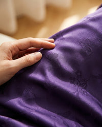 Robe longue en soie 93% imprimé fleuri — détail de la matière | StudioSoie