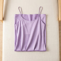 Robe Mi-Longue en Soie 93 % — Bretelles Fines 11 Coloris Femme - coloris lavande | StudioSoie