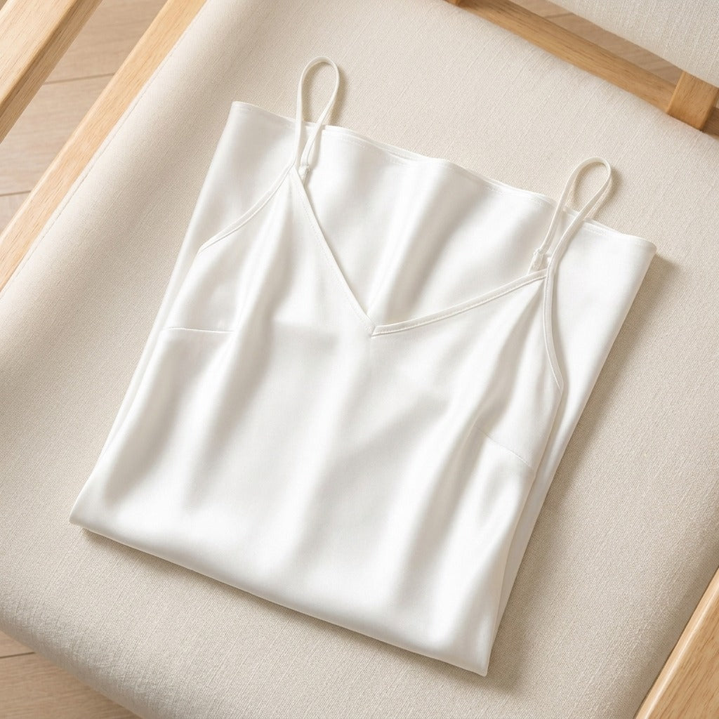 Robe Mi-Longue en Soie de Mûrier 21 Momme — Col V Coupe Biais 14 Coloris Femme - coloris blanc | StudioSoie