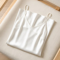 Robe Mi-Longue en Soie de Mûrier 21 Momme — Col V Coupe Biais 14 Coloris Femme - coloris blanc | StudioSoie