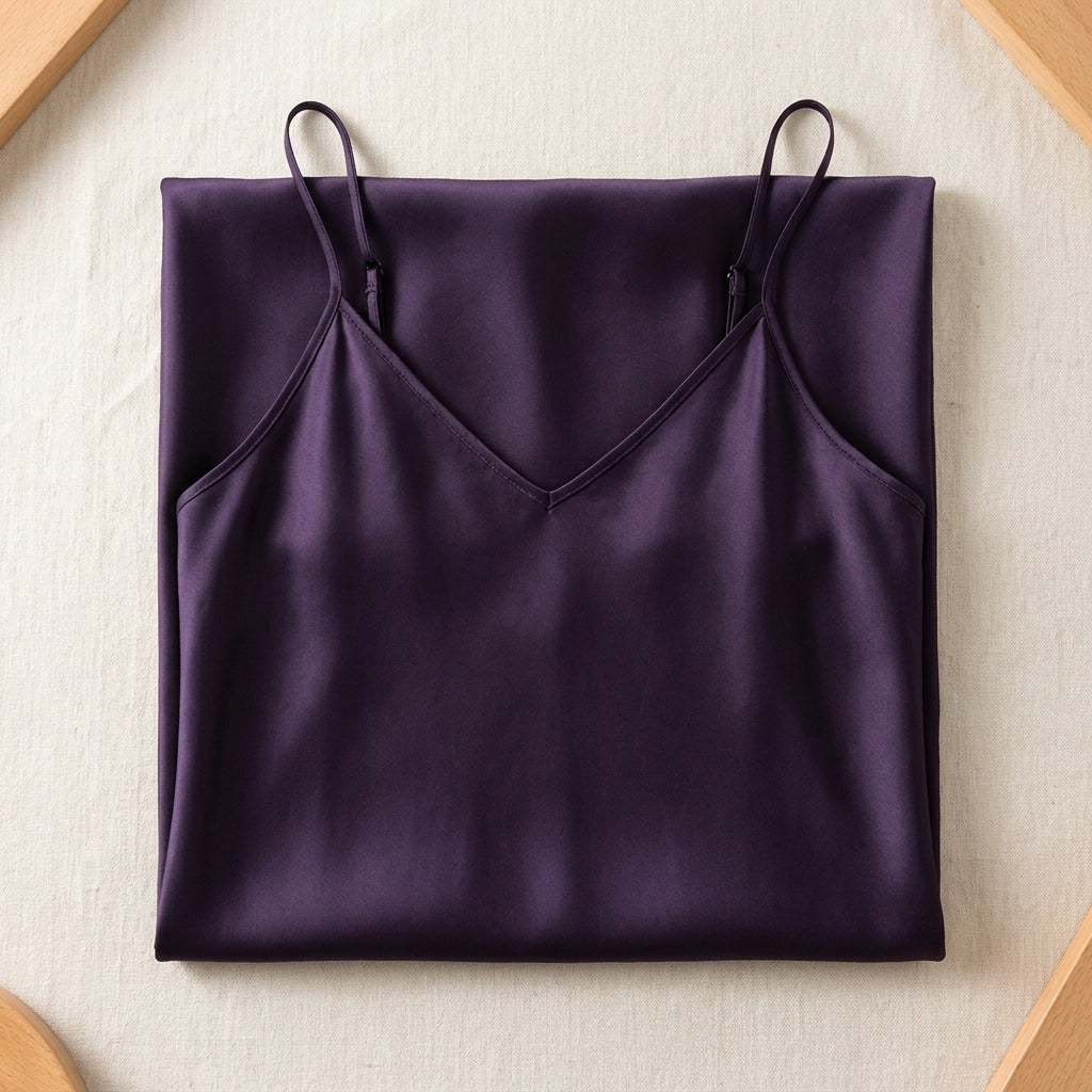 Robe Longue en Soie de Mûrier 21 Momme — Col V Bretelles Réglables 17 Coloris Femme - coloris violet-fonce | StudioSoie