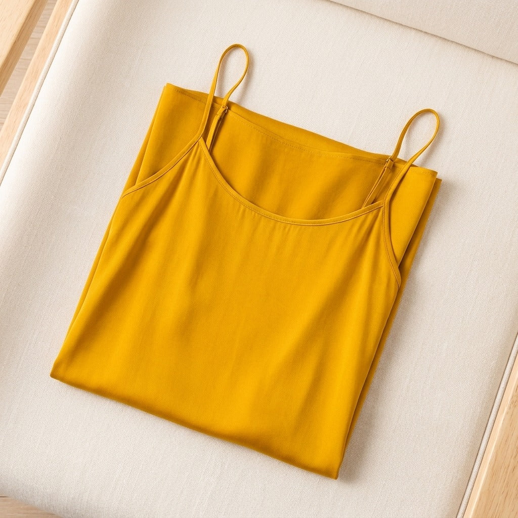 Robe Mi-Longue en Soie 93 % — Bretelles Fines 11 Coloris Femme - coloris gingembre | StudioSoie