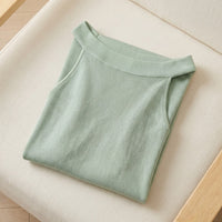 Robe Mi-Longue en Maille de Soie — Dos Nu Épaules Dénudées Femme - coloris vert-clair | StudioSoie