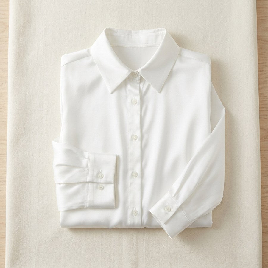 Chemisier en soie de mûrier 93% manches longues femme - coloris Blanc | StudioSoie