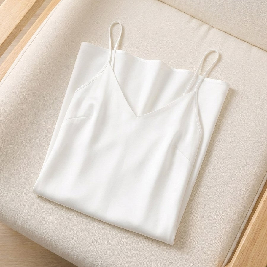 Robe longue en soie de mûrier col V - coloris Blanc | StudioSoie
