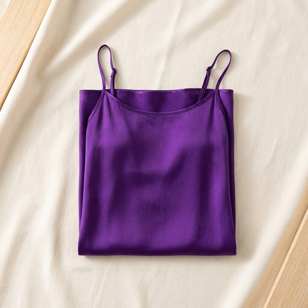 Robe Mi-Longue en Soie 93 % — Bretelles Fines 11 Coloris Femme - coloris violet | StudioSoie