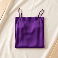 Robe Mi-Longue en Soie 93 % — Bretelles Fines 11 Coloris Femme - coloris violet | StudioSoie