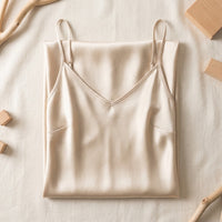 Robe Mi-Longue en Soie de Mûrier 21 Momme — Col V Coupe Biais 14 Coloris Femme - coloris blanc-sable | StudioSoie