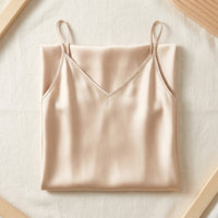 Robe Longue en Soie de Mûrier 21 Momme — Col V Bretelles Réglables 17 Coloris Femme - coloris champagne | StudioSoie
