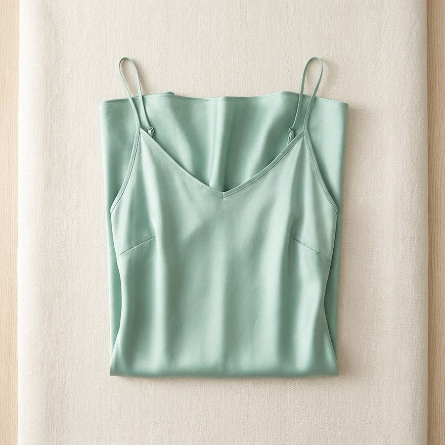 Robe longue unie en soie de mûrier - coloris Vert d'Eau | StudioSoie