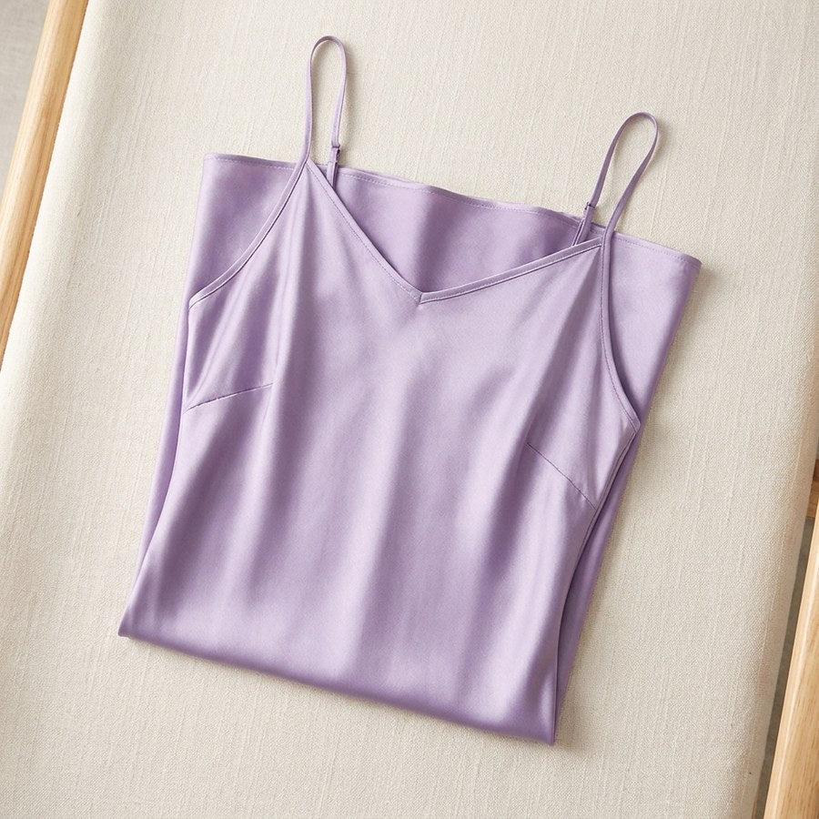 Robe longue unie en soie de mûrier - coloris Lavande | StudioSoie