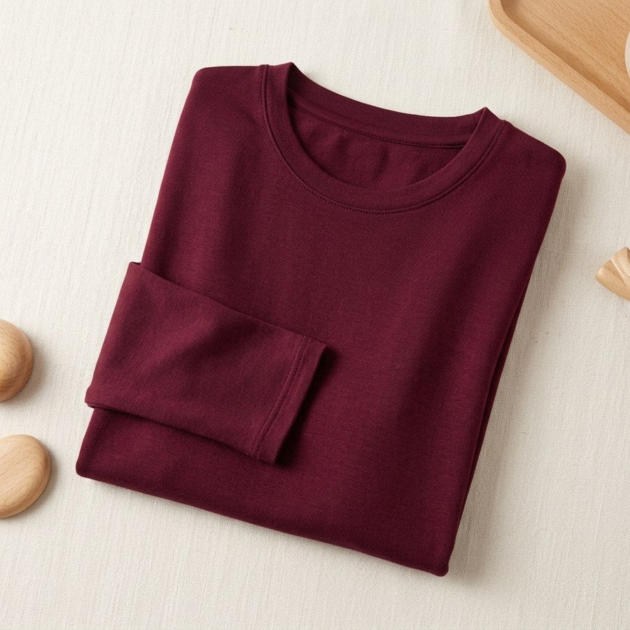 Sous-pull soie & viscose thermique manches longues femme - coloris Bordeaux | StudioSoie