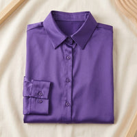Chemisier en soie de mûrier 93% manches longues femme - coloris Violet | StudioSoie
