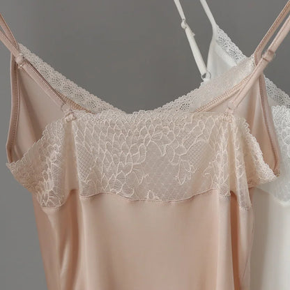 Camisola de alças de seda para mulher