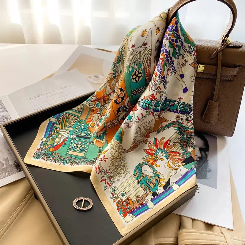 Foulard Carré en Soie Naturelle 65 cm - Accessoire Luxe 100% Soie de Mûrier