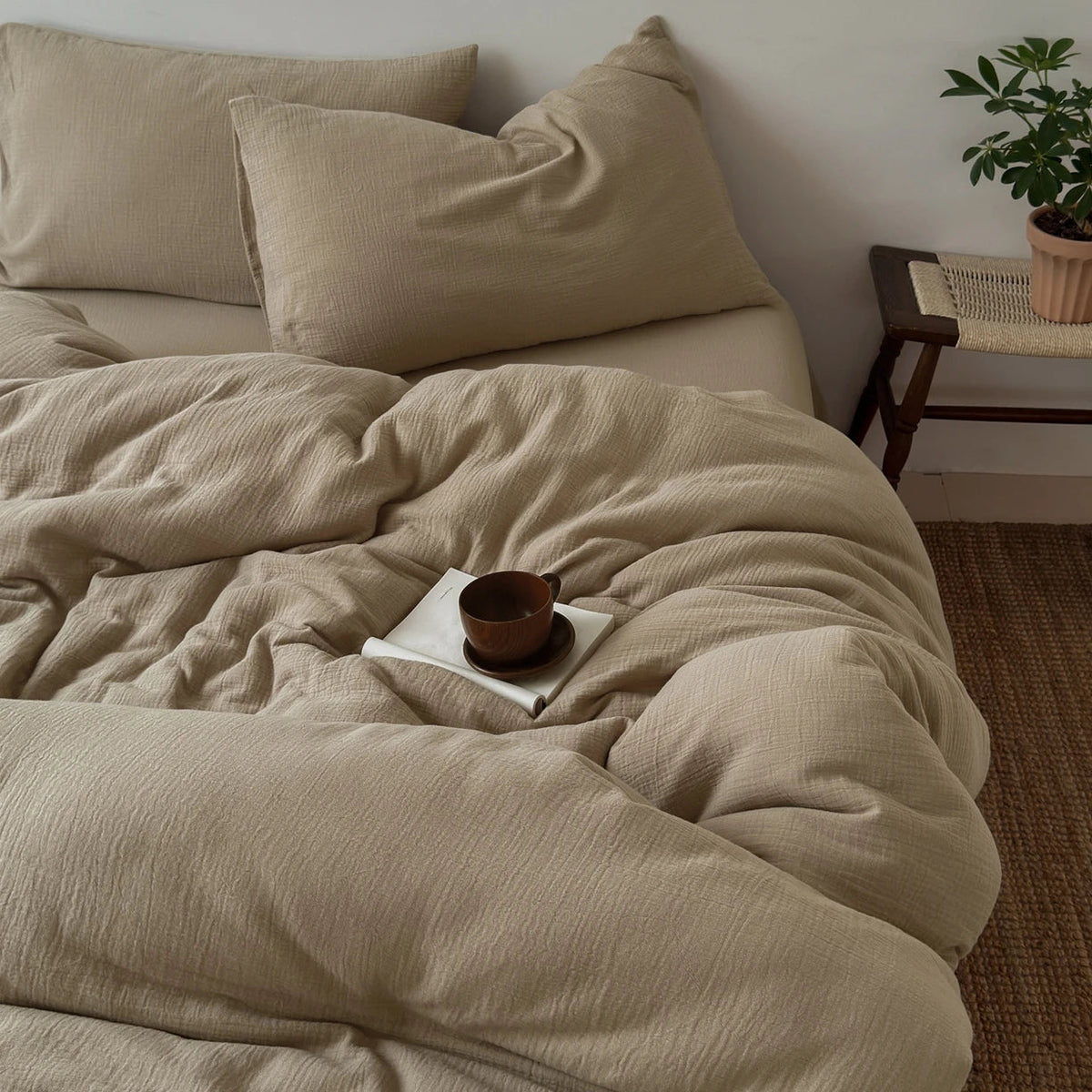 Housse de Couette en Coton Froissé — Douceur Naturelle - StudioSoie