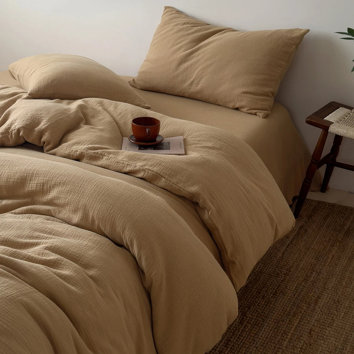 Housse de Couette en Coton Froissé — Douceur Naturelle - StudioSoie