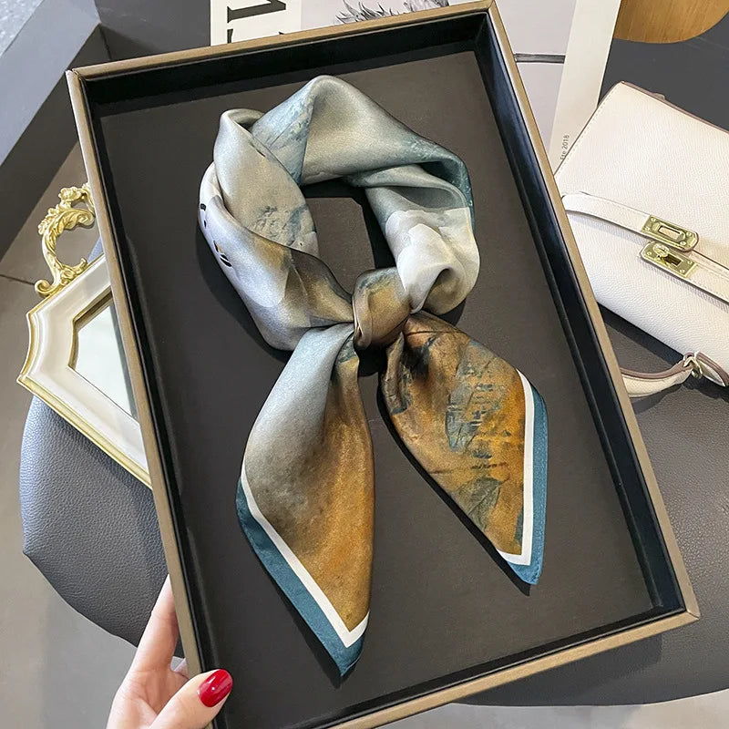 Foulard Carré en Soie Naturelle 65 cm - Accessoire Luxe 100% Soie de Mûrier