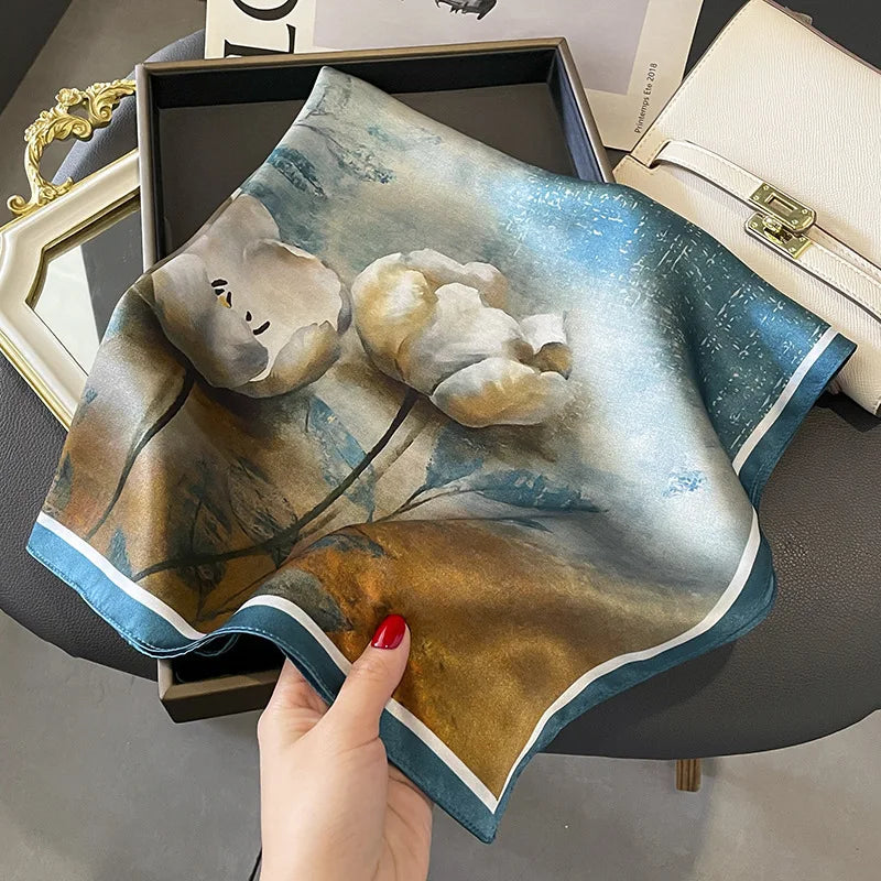 Foulard Carré en Soie Naturelle 65 cm - Accessoire Luxe 100% Soie de Mûrier