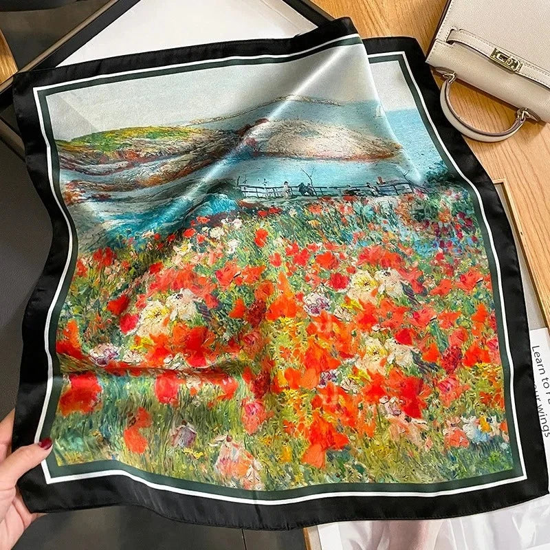 Nature Silk Neck Scarves Lady Foulard Lovely Strawberry Print 100% Real Silk Square Scarf for Women Bag Ribbon Hairband Kerchief - StudioSoie - 