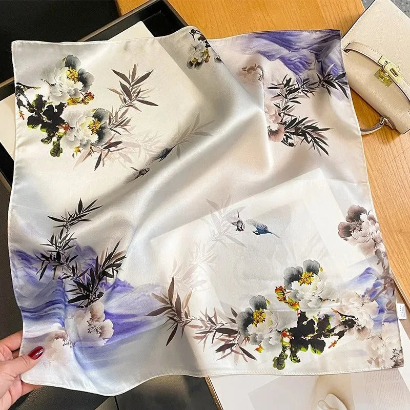Nature Silk Neck Scarves Lady Foulard Lovely Strawberry Print 100% Real Silk Square Scarf for Women Bag Ribbon Hairband Kerchief - StudioSoie - 