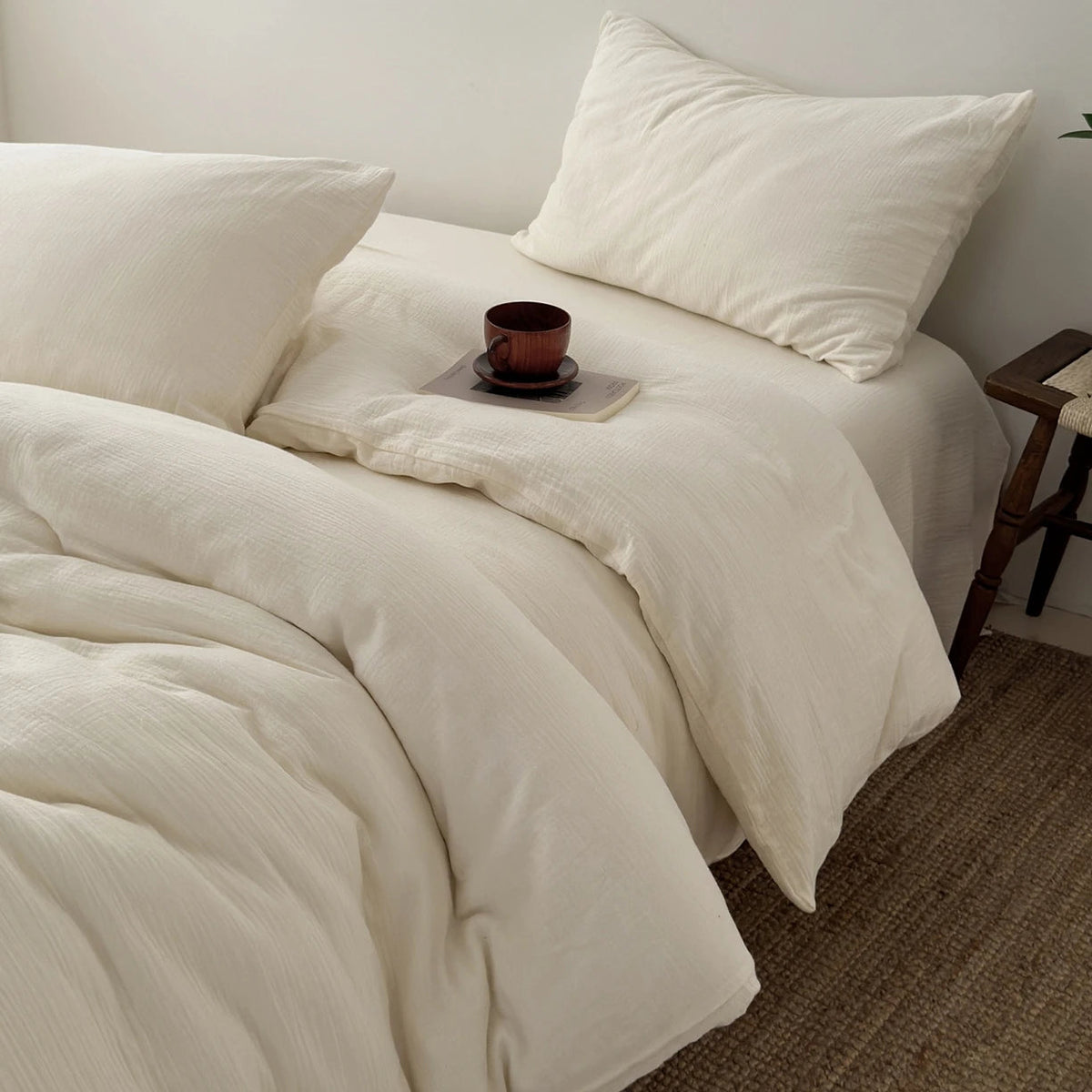 Housse de Couette en Coton Froissé — Douceur Naturelle - StudioSoie
