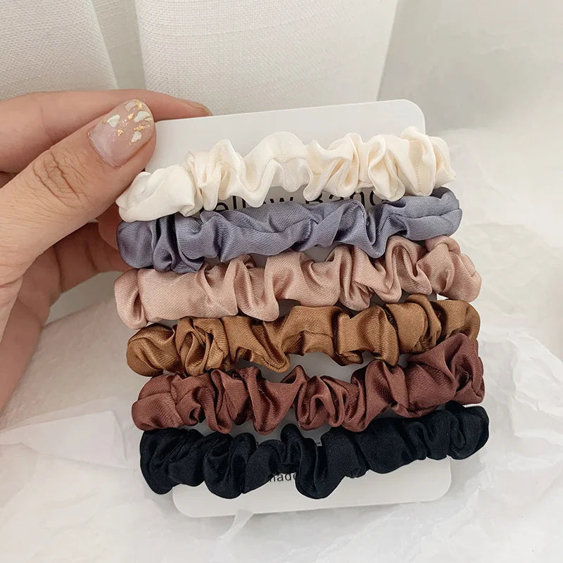 Set van 6 Satijnen Scrunchies