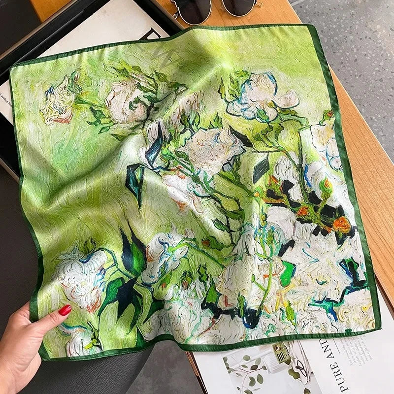 Nature Silk Neck Scarves Lady Foulard Lovely Strawberry Print 100% Real Silk Square Scarf for Women Bag Ribbon Hairband Kerchief - StudioSoie - 