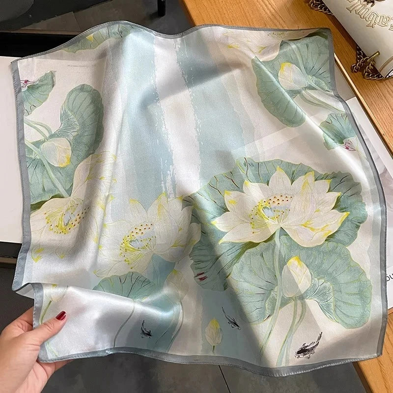 Nature Silk Neck Scarves Lady Foulard Lovely Strawberry Print 100% Real Silk Square Scarf for Women Bag Ribbon Hairband Kerchief - StudioSoie - 