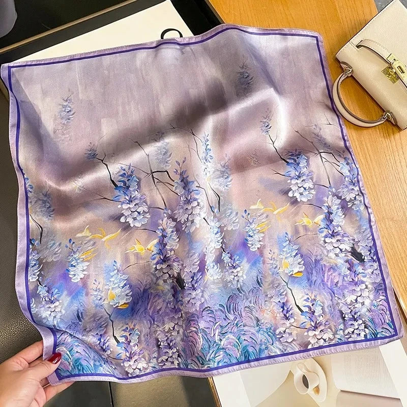 Nature Silk Neck Scarves Lady Foulard Lovely Strawberry Print 100% Real Silk Square Scarf for Women Bag Ribbon Hairband Kerchief - StudioSoie - 