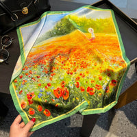 Nature Silk Neck Scarves Lady Foulard Lovely Strawberry Print 100% Real Silk Square Scarf for Women Bag Ribbon Hairband Kerchief - StudioSoie - 