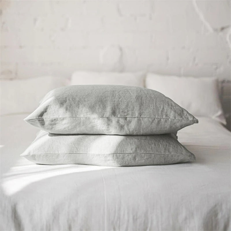 Taie d'Oreiller en Lin gris