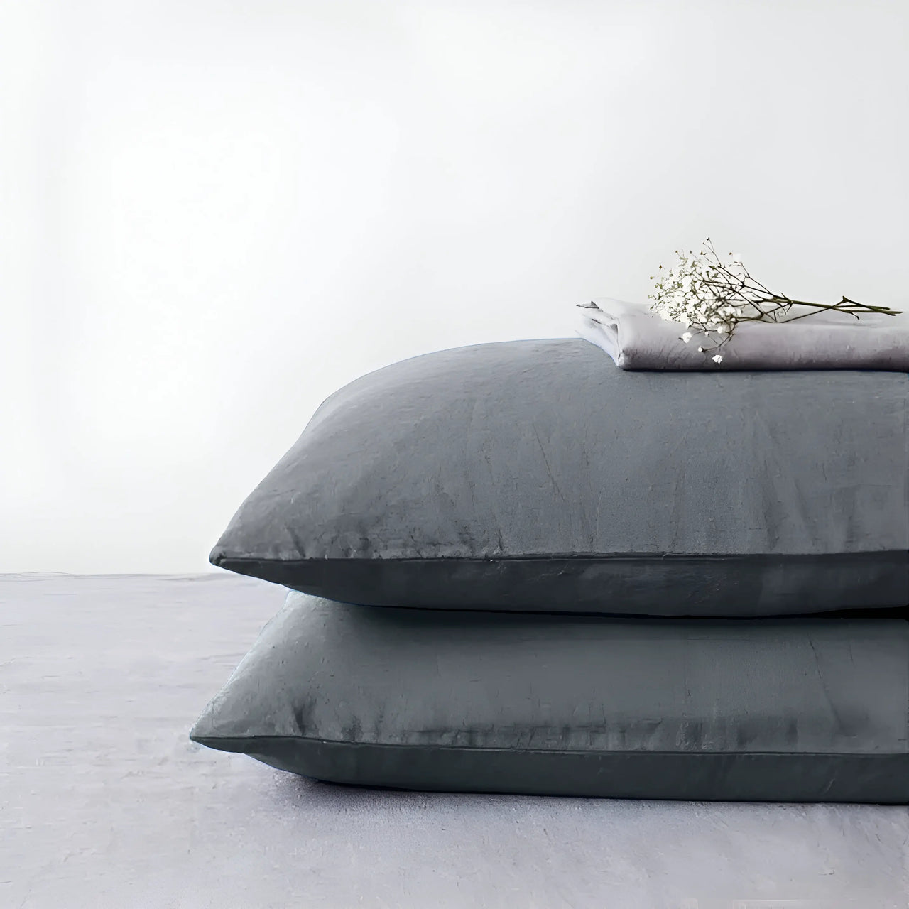 Taie d'Oreiller en Lin gris