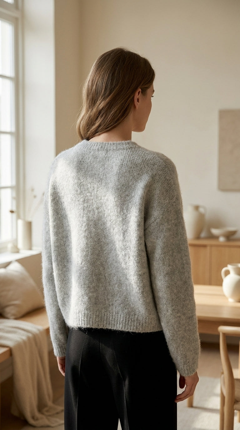 Cardigan en alpaga vu de dos - StudioSoie