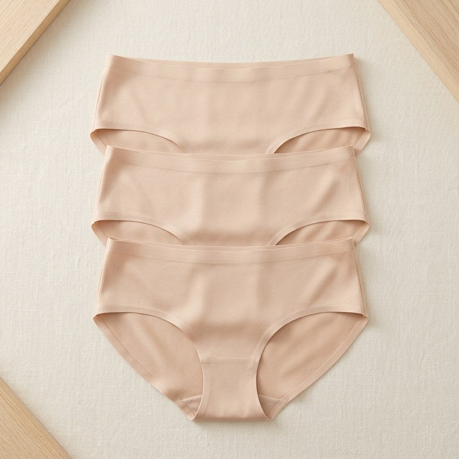 Lot de 3 culottes en soie de mûrier taille basse femme - coloris Lot uni · Nude ×3 | StudioSoie