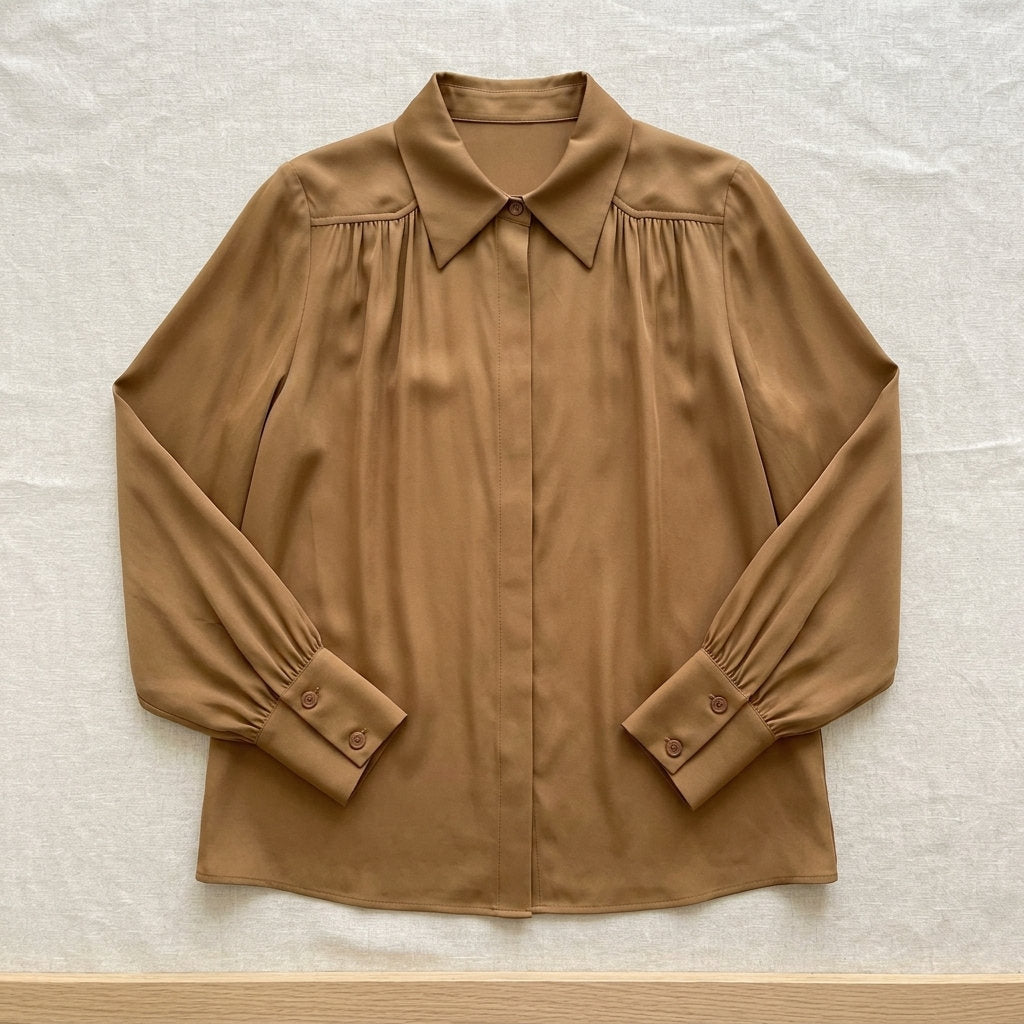 Chemise ample en soie de mûrier 19 momme – coloris Caramel – StudioSoie
