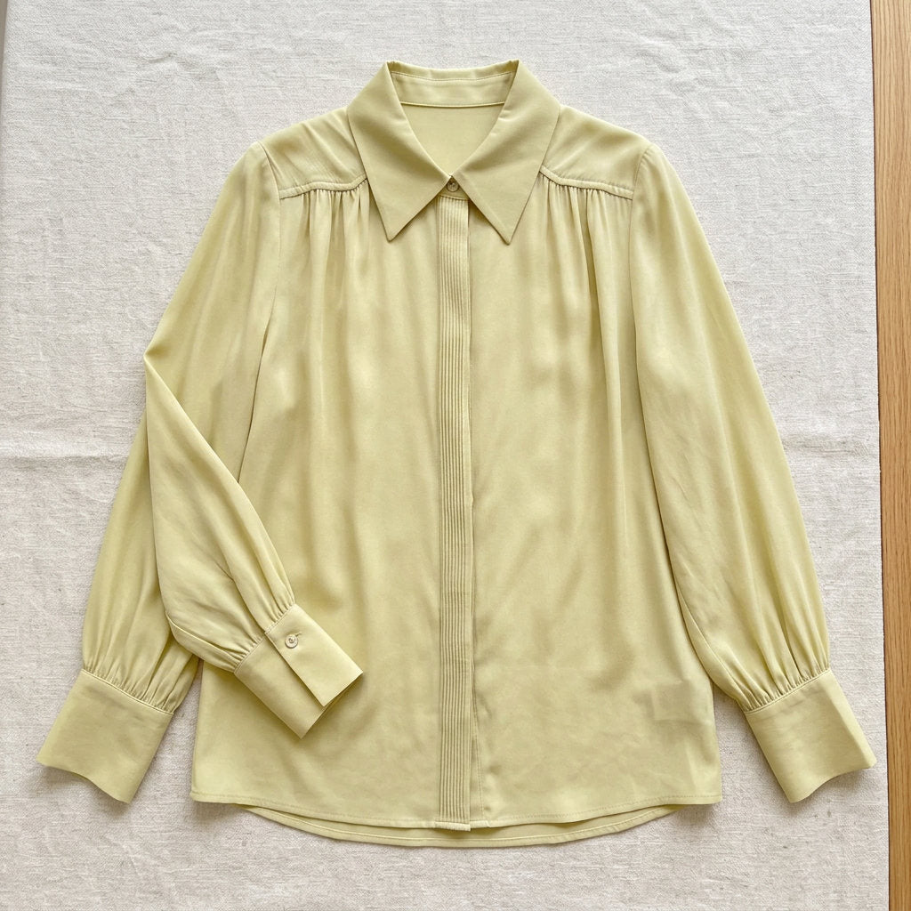 Chemise ample en soie de mûrier 19 momme – coloris Vert Anis – StudioSoie
