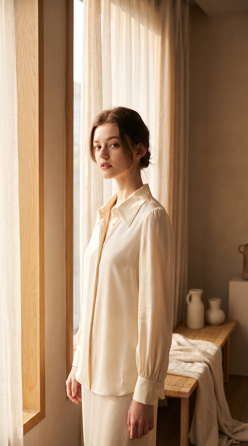 Chemise classique en soie de mûrier 19 momme – visuel 2 – StudioSoie