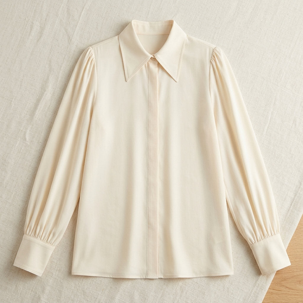 Chemise classique en soie de mûrier 19 momme – coloris Ivoire – StudioSoie