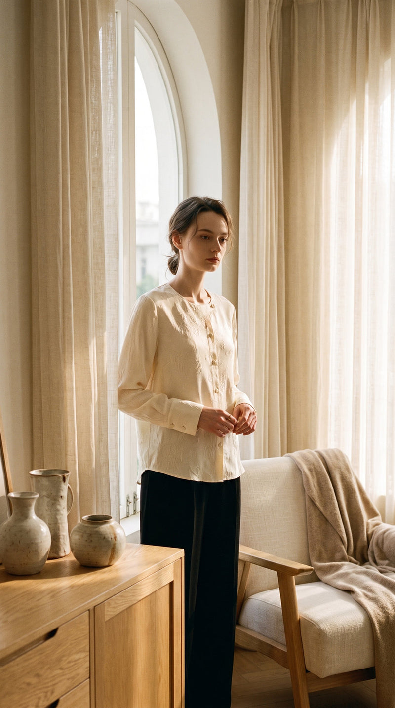 Chemise en jacquard de soie de mûrier – visuel 2 – StudioSoie
