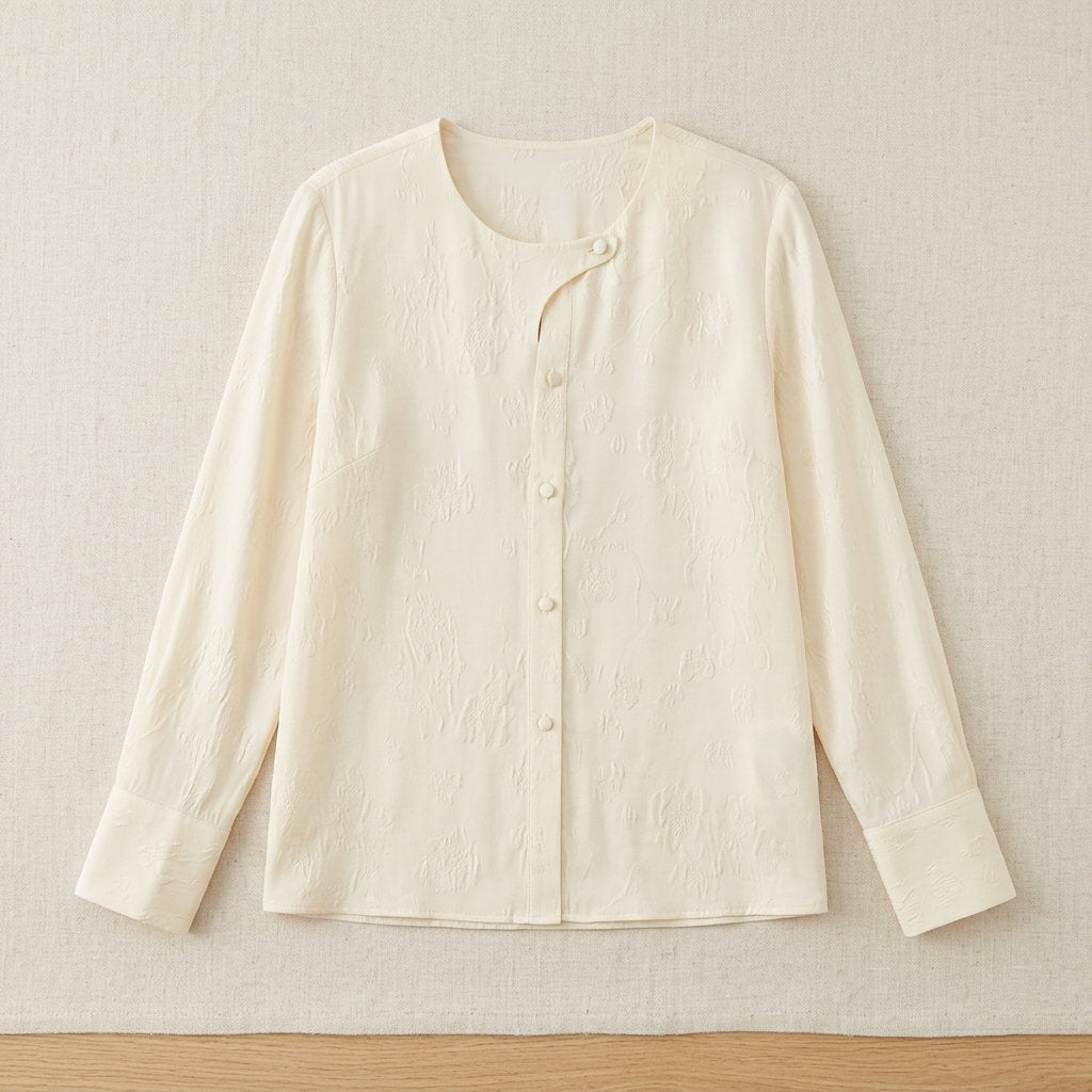 Chemise en jacquard de soie de mûrier – coloris Ivoire – StudioSoie