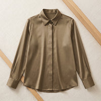 Chemise en soie de mûrier 6A – Vert Kaki
